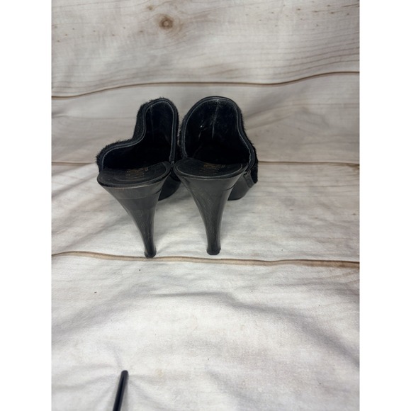 KORS Michael Kors Black Calf Hair Mule Heels 6M Slip On Quiet Luxury Minimalist - Picture 4 of 5